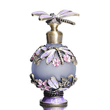 Load image into Gallery viewer, Waltz&amp;F Dragonfly Jeweled Vintage Perfume Bottle Empty Refillable Essential Oil Bottle 25ml (purple)
