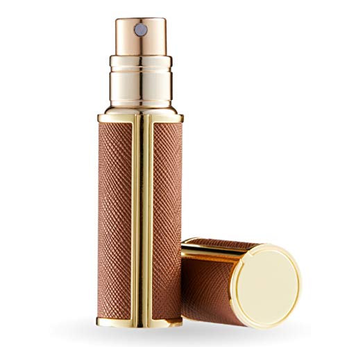 UULANFA Refillable Perfume Bottle Atomizer for Travel,Portable Easy Refillable Perfume Spray Pump Empty Bottle for men and women with Mini Pocket Size 5ml (SU.G-Brown)
