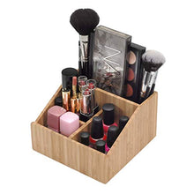 Load image into Gallery viewer, Bamboo Makeup Organizer Cosmetics Caddy Holder for Lipsticks, Nail Polish, Palettes, Concealer, Brushes, Perfumes, Lotions, and other Toiletries
