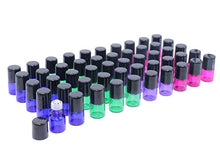 Load image into Gallery viewer, Pack of 50,1ml (1/4 Dram) Glass Roll on Bottle Mixed Color Sample Test Roller Essential Oil Vials Stainless Steel Roller Balls With Black Cap For Aromatherapy,Perfume Oils-Pipette included
