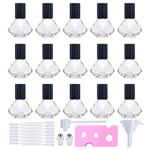 Load image into Gallery viewer, SYBiTeng 15 PCS 8 ml (0.27 oz) Mini Clear Glass Roller Bottles for Essential Oil or Cosmetic Containers refillable Travel perfume bottle with Stainless Steel Ball with Black Cap (Black)
