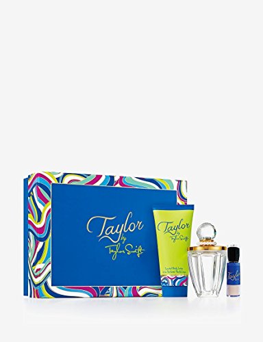 Taylor by Taylor Swift 3 Piece Set for Women - 3.4 Ounce EDP Spray, 3.4 Ounce Scented Body Lotion, 3.4 Ounce Shimmering Body Powder Brush