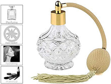 Load image into Gallery viewer, H&amp;D Charming Clear Checked Carved Glass Empty Refillable Perfume Bottle with Spray Atomizer
