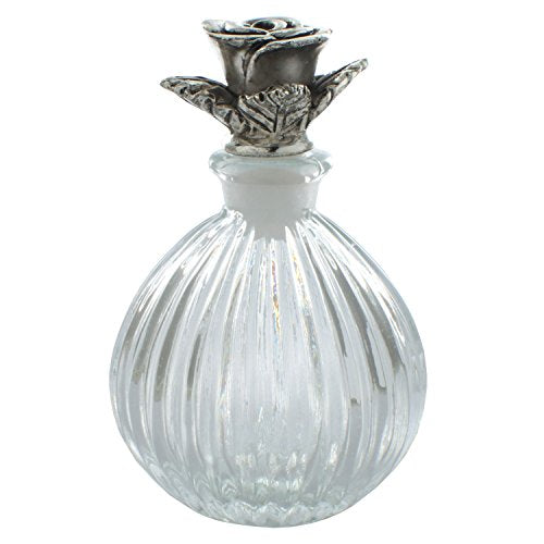 Antiques Glass Perfume Bottles Empty Refillable 6ML Silver Plated Rose