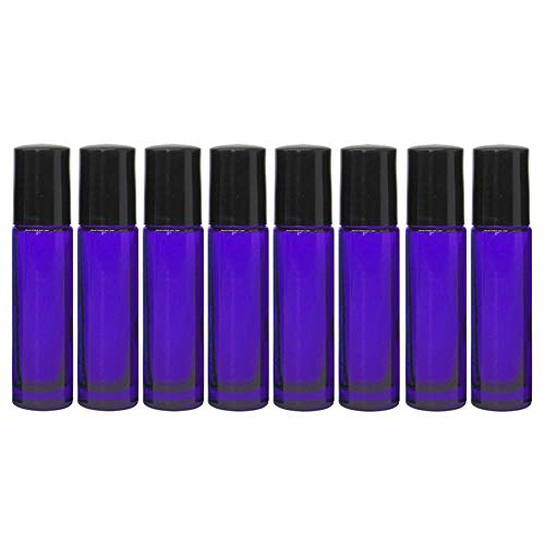 Glass Roller Bottles with Stainless Steel Ball, 10ml Essential Oil Roller Bottles for Essential Oils, Perfumes, Lip Balms, Roll on Bottles Dropper Included
