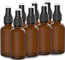 Load image into Gallery viewer, 8 Pack Amber Spray Bottles 2oz - [THE PERFECT SPRAY] - Empty Glass Bottles For Cleaning Solutions - Best Refillable MIST SPRAY Pack Perfume Atomizer [2oz]
