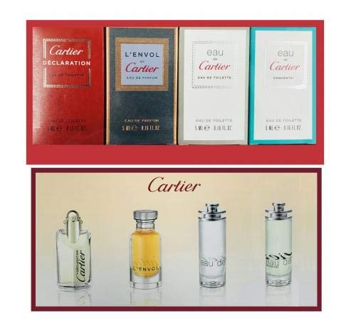 Cartier 4-Piece Mini Variety Set for Men (Declaration, L'envol, Eau de Cartier, Eau de Cartier Concentree)