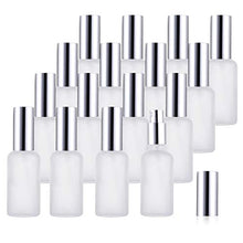Load image into Gallery viewer, Bekith 16 Pack 2oz Glass Spray Bottles, Frosted Empty Perfume Atomizer, Refillable Fine Mist Spray for Essential Oils, Cleaning Products, Silver Sprayer
