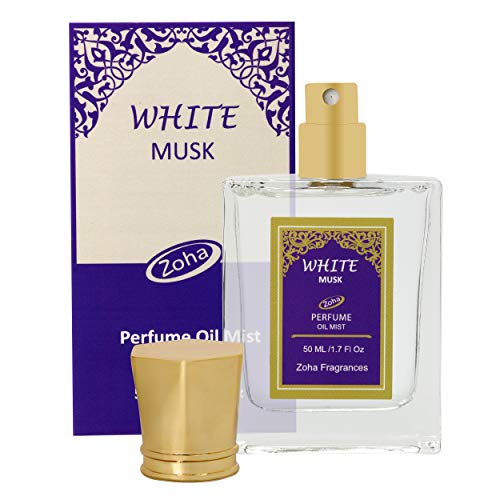 White Musk Perfume Oil Mist (Alcohol Free) - Natural Essential Oils and Hypoallergenic Perfumes for Women and Men by Zoha Fragrances, 50 ml / 1.7 fl Oz