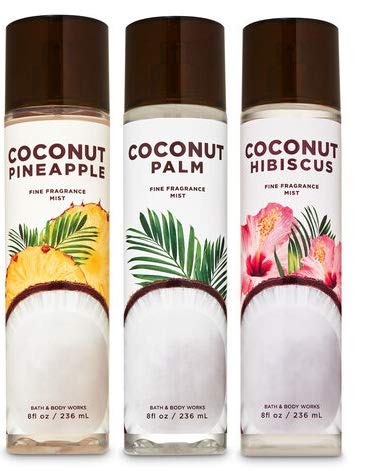 Bath and Body Works Coconut Collection Fine Fragrance Mist in 3 different Fragrances - Palm - Hibiscus and Pineapple - Full Size