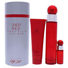 Load image into Gallery viewer, Perry Ellis 360 Red Men 3.4oz EDT Spray, 7.5ml EDT Mini Spray, 3oz Shower Gel 3 Pc Gift Set
