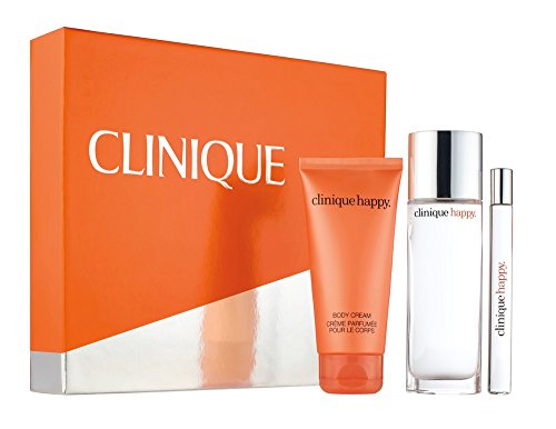 Clinique Perfectly Happy 3 Pc Set: 1.7 oz Perfume Spray + 2.5 oz Body Cream + .34 oz Perfume Spray