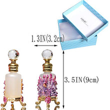 Load image into Gallery viewer, Waltz&amp;F Peacock Frosted Glass Octagon Vintage Jeweled Perfume Bottle Empty Refillable Essential Oil Bottle12ml (Pink)
