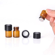 Load image into Gallery viewer, Enslz 100 Pcs Essential Oil Glass Bottles Mini Tiny Refillable Empty Aromatherapy Perfume Liquid Amber Glass Bottles (1ml) ?Ǫ
