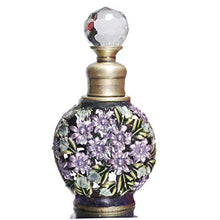 Load image into Gallery viewer, Waltz&amp;F Purple Flower Vintage Tubular Perfume Bottle Jeweled Empty Refillable Essential Oil Bottle 6ml
