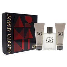 Load image into Gallery viewer, Giorgio Armani Acqua Di Gio Men 3 Pc Gift Set 3.4oz EDT Spray, 2.5oz All Over Body Shampoo, 2.5oz After Shave Balm
