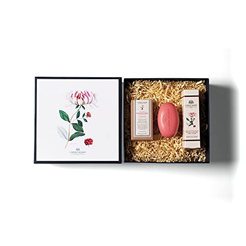 Caswell-Massey Honeysuckle Set with Plant Based Eau de Toilette Perfume, Hand Cream and Triple Milled Soap - NYBG Collection Luxury Set ?Çô Made In USA