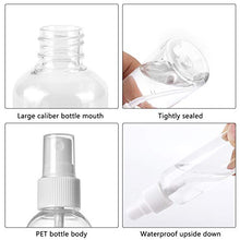 Load image into Gallery viewer, YOKILLY 24 Pack Travel Plastic Spray Bottles Kit, Mini Clear Refillable Container Squirt Bottle for Alcohol, Hair, Liquid, Perfumes, Cosmetic, Cleaning(3.4oz, 1.7oz, 1oz)
