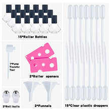 Load image into Gallery viewer, SYBiTeng 15 PCS 8 ml (0.27 oz) Mini Clear Glass Roller Bottles for Essential Oil or Cosmetic Containers refillable Travel perfume bottle with Stainless Steel Ball with Black Cap (Black)
