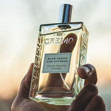 Load image into Gallery viewer, Cremo Blue Cedar &amp; Cypress Cologne Spray, A Woodsy Scent with Notes of Lemon Peel, Cypress and Cedar, 3.4 Oz
