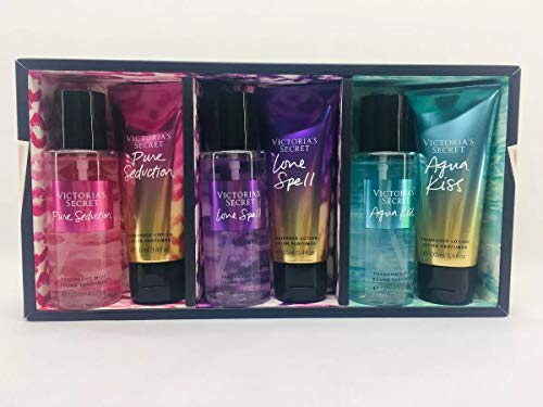 Victoria's Secret Gift Set Love Spell - Aqua Kiss - Pure Seduction Fragrance Mist And Lotion
