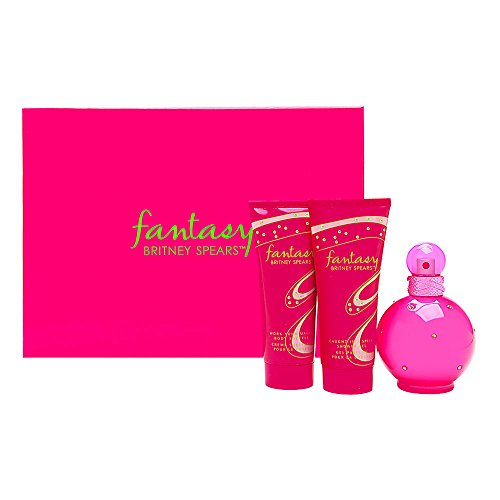 Fantasy by Britney Spears 3 Piece Set Includes: 3.3 oz Eau de Parfum Spray + 3.3 oz Work Your Magic Body Souffle + 3.3 oz Caught In a Spell Shower Gel