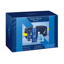 Load image into Gallery viewer, Nautica Blue 4-Piece Gift Set with 1.7-Ounce Eau de Toilette, 2.5-Ounce Hair and Body Wash, 6-Ounce Body Spray, and Toiletry Bag, Total Retail Value $49.00
