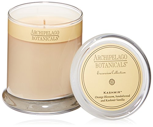 Archipelago Botanicals Kashmir Glass Jar Candle. Soft Scent of Orange Blossom, Sandalwood and Kashmir Vanilla. Clean Soy Wax Blend Burns 60 Hours (8.6 oz)