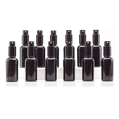 Yizhao 30ml Black Ultraviolet Glass Spray Bottle, with Black Fine Mist Sprayers, for Essential Oils, Cleaning, Perfume,Travel Liquid,Makeup,Portable Cosmetic Bottle?Çö12 Pcs