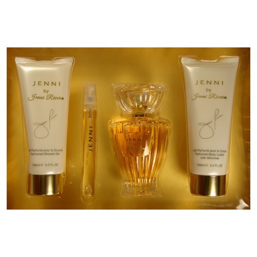 JENNI BY JENNI RIVERA EAU DE PERFUME SPRAY /3.4 FL.OZ.& 10ML .34 FL.OZ, 3.3 OZ. BODY LOTION, 3.3 OZ. SHOWER GEL