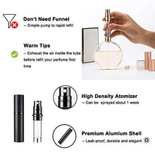 Load image into Gallery viewer, Yeejok Refillable Perfume Bottle Atomizer for Travel, Portable Easy Refillable 5ml Perfume Spray Pump Bottle for Men and Women - Black and Black
