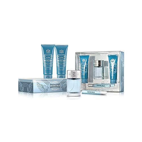 NEW BRAND PERFUMES Set invincible (m) 4 Piece (edt 100 ml + edt 15 ml + aftershave 130 ml + shower gel 130 ml), 4 Count