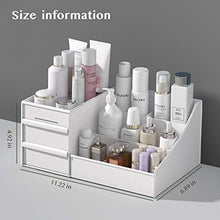 Load image into Gallery viewer, Makeup Organizer With Drawers ?Çö Countertop Organizer for Cosmetics, Vanity Holder for Lipstick, Brushes, Lotions, Eyeshadow, Nail Polish and Jewelry (White)
