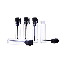 Load image into Gallery viewer, Enslz 100PCS Perfume Samples Mini Bottles with Black Lid Empty Glass Vials Dropper Bottle for Travel and Party (3ml)

