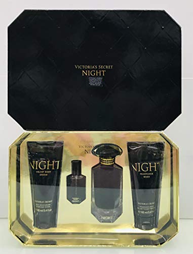 Victoria's Secret Very Sexy Night eau de parfum 4 Piece Gift Set 3.4 Ounce Eau de Parfum & Velvet Body Cream & Body Wash (Very Sexy Night)