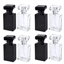 Load image into Gallery viewer, Glass Refillable Perfume Bottle 8Pcs Portable Square Empty Glass Perfume Atomizer Bottle 30ml Spray Glass Bottle Atomizer Container(4Black 4White)
