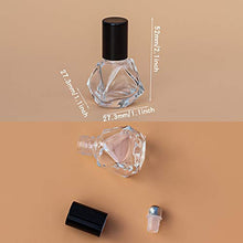 Load image into Gallery viewer, SYBiTeng 15 PCS 8 ml (0.27 oz) Mini Clear Glass Roller Bottles for Essential Oil or Cosmetic Containers refillable Travel perfume bottle with Stainless Steel Ball with Black Cap (Black)
