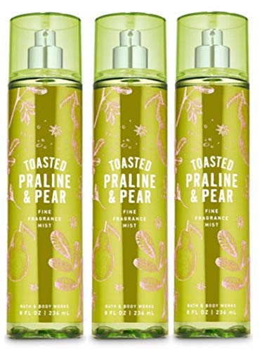Bath and Body Works TOASTED PRALINE & PEAR - Value Pack Lot of 3 Fine Fragrance Mist. - Full Size
