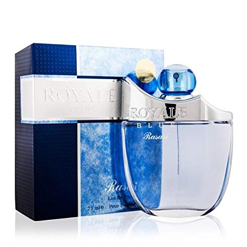 Royale Blue for Men EDP - Eau De Parfum 75 ML (2.5 oz) | Attractive Pour Homme Spray | Mellow Blend of Cucumber, Melon with Strong Masculine Woody Notes | Signature Dubai Perfumery | by RASASI?Ǫ