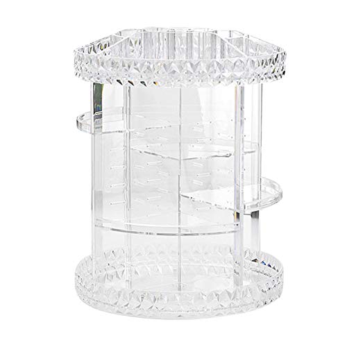 Alexsix 360 Rotating Crystal Cosmetic Storage Box, Adjustable Multifunction Detachable Jewelry Makeup Perfumes Skin Care Products Makeup Sponges Acrylic Clear Organizer, for Dresser Bedroom