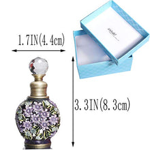 Load image into Gallery viewer, Waltz&amp;F Purple Flower Vintage Tubular Perfume Bottle Jeweled Empty Refillable Essential Oil Bottle 6ml
