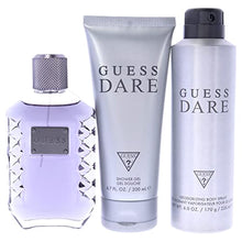 Load image into Gallery viewer, Guess Guess Dare Men 3 Pc Gift Set 3.4oz EDT Spray, 6.0oz Deodorizing Body Spray, 6.7oz Shower Gel
