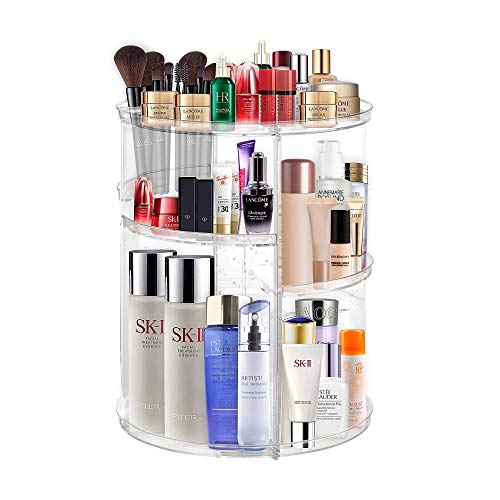 Rotating Makeup Organizer - Anjou 360-degree Rotatable DIY Skincare Organizers Large Capacity Cosmetic Holder Storage with 4 Layers Trays for Countertop, Dresser Room, Bathroom, Vanity