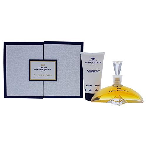 Classique by Princesse Marina de Bourbon | Fragrance for Women | Floral and Fruity Scent with Notes of Exotic Fruits and Vanilla | 3.4 oz Eau de Parfum Spray and 5 oz Body Lotion