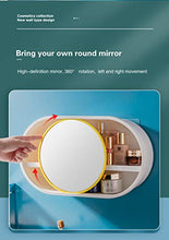 Load image into Gallery viewer, Wall-mounted multifunctional bathroom cosmetic storage box with 360-degree rotating makeup mirror, dustproof and waterproof cosmetic display cabinet, cosmetic storage box, perfume rack, kitchen spice rack, large capacity, no perforation (yellow)
