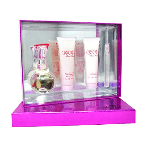 Can Can by Paris Hilton Gift Set - 3.4 oz Eau De Parfum Spray 3 oz Body Lotion 3 oz Shower Gel .34 oz Mini EDP Spray Women