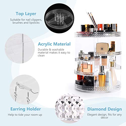 Awenia Makeup Organizer 360-Degree Rotating, Adjustable Makeup Storage, 7  Layers Large Capacity Cosmetic Storage Unit, Fits Different Types of  Cosmetics and Accessories, Plus Size (Acrylic Clear)
