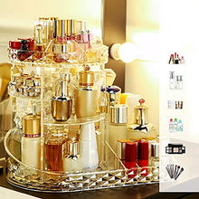 Load image into Gallery viewer, Organizer Box Adjustable 360 Degree Rotating Makeup Organizer Tray Cosmetics Carousel Storage Rack Fits Toner, Creams, Perfumes, Lipsticks
