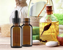 Load image into Gallery viewer, Chef&#39;s Star Glass Dropper Bottle, Carrier for Perfume and Essential Oils Storage Bottles for Liquids with Free Gold Glass Pen, 1 Oz (Amber 24 Pack 1oz)
