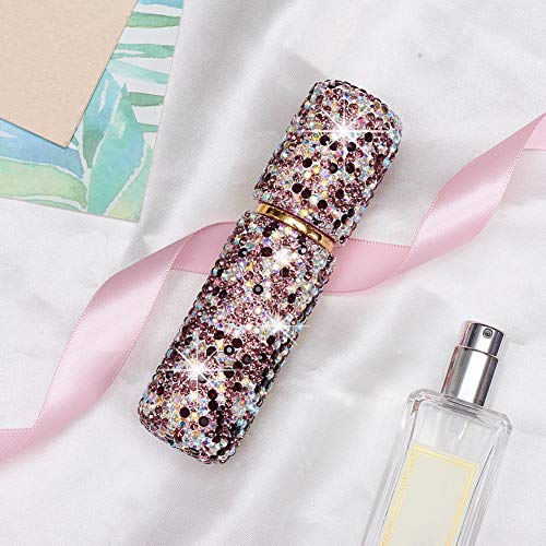 XianghuangTechnology Portable Mini Refillable Perfume Scent Atomizer- Shiny Diamonds Empty Spray Bottle for Traveling and Outgoing of 10ml (Purple)